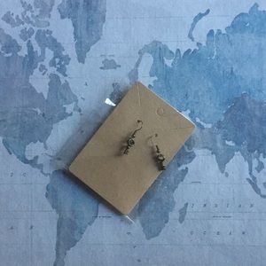 Brass mini keys dangling handmade earrings
